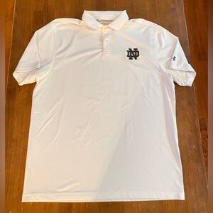 Under Armour Shirt Mens Large White Notre Dame Herringbone Athleisure Preppy